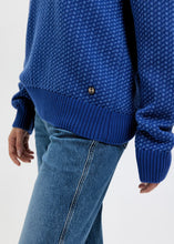 Ladda upp bild till gallerivisning, Olga Stickad blå tröja bomull