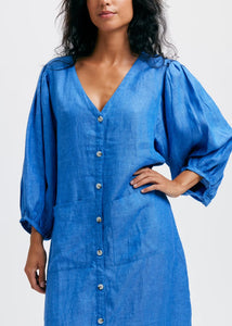 Casandra Klänning linen Blåblå
