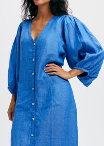 Casandra Klänning linen Blåblå