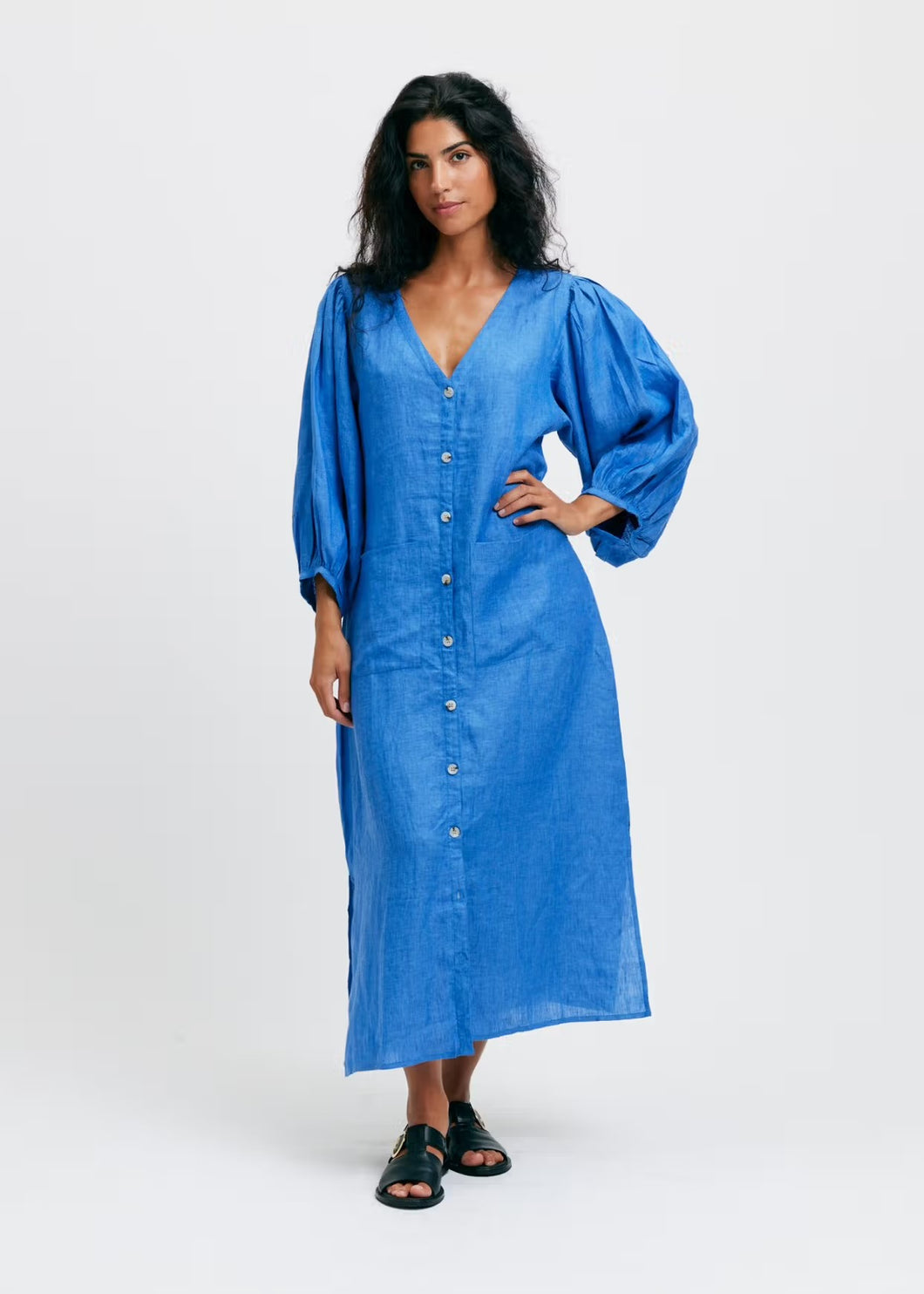 Casandra Klänning linen Blåblå