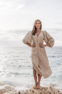Casandra Klänning linen Beige