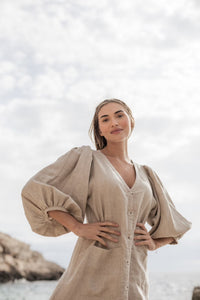 Casandra Klänning linen Beige